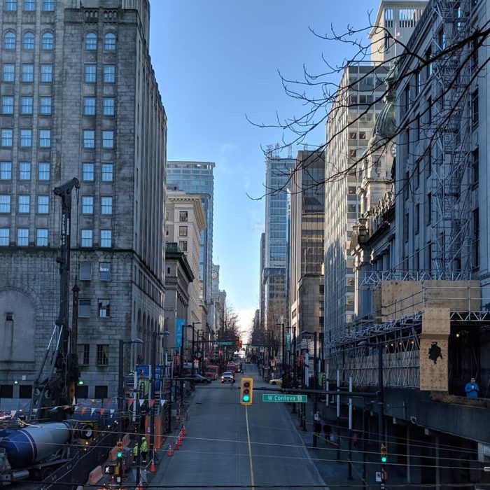 Granville Street like a canyon