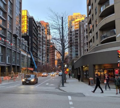 City streets with a bit of gold light