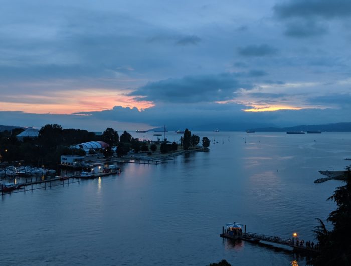 sunset behind blue clouds