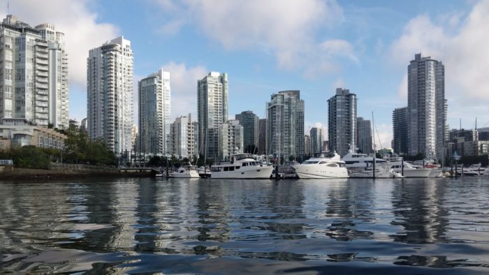 Towers over water