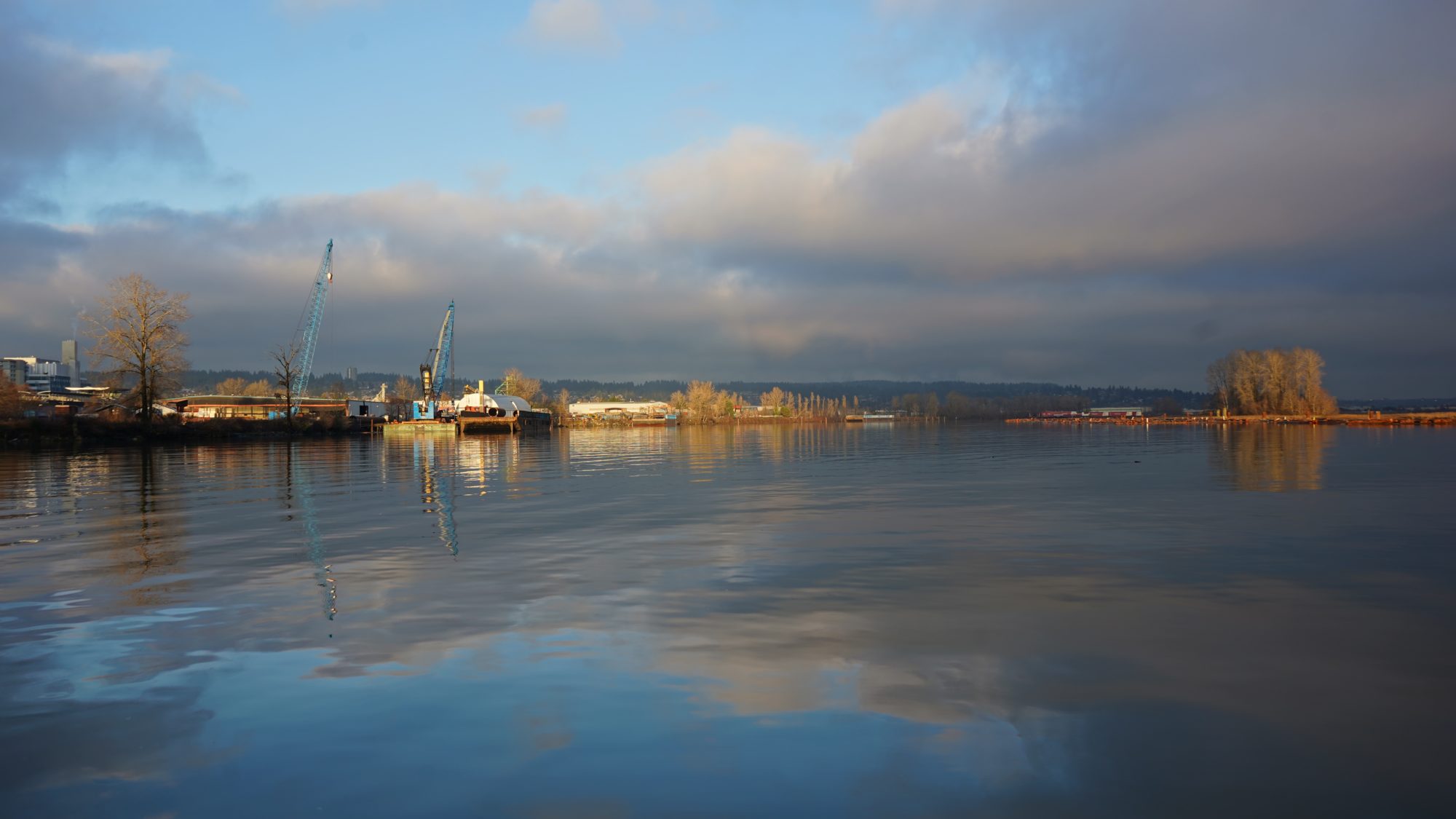 Fraser River reflecting clouds