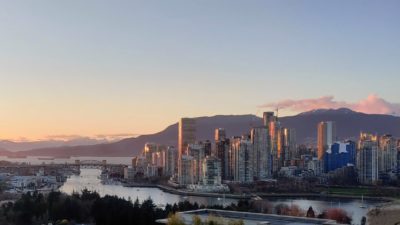 False Creek and Vancouver, sunset