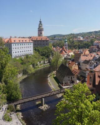 Česky Krumlov, part of the keep, and the Vltava River