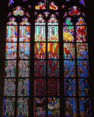 St. Vitus Cathedral stained glass, with angels and souls