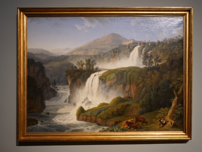 A painting of a waterfall