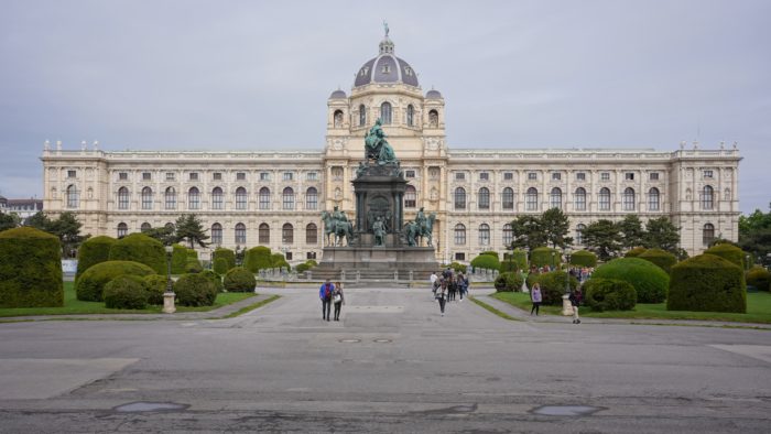 Natural History Museum in the background, with a big elaborate statue of Maria Theresa in the middle ground