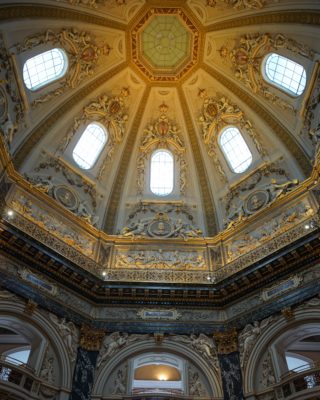 Close up of the cupola; each section is decorated with the bust of a past emperor