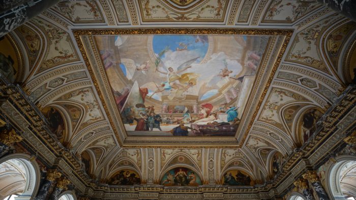 Painted ceiling over the central hall