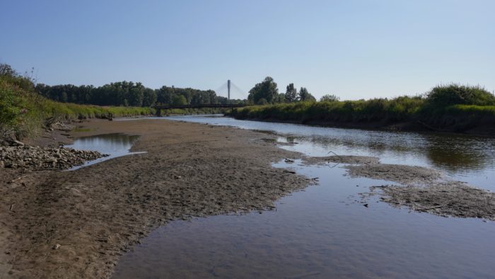 Close up of Coquitlam River, which is mostly dry